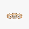 14K Solid Gold Round Diamond 1.05 Carat Three Quarter Eternity Bubble Bezel Setting Wedding Ring