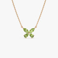 14k Solid Gold Peridot Pear and Marquise Butterfly Necklace 1.10 Carat