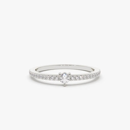 14k Gold Round Diamond Minimalist Pave Stacking Ring 0.20 Carat