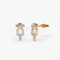 14k Gold Diamond Baguette and Round Cut Earrings 0.32 ctw