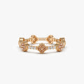 14K Gold Round Citrine and Diamond 0.47ctw Clover Full Eternity Ring