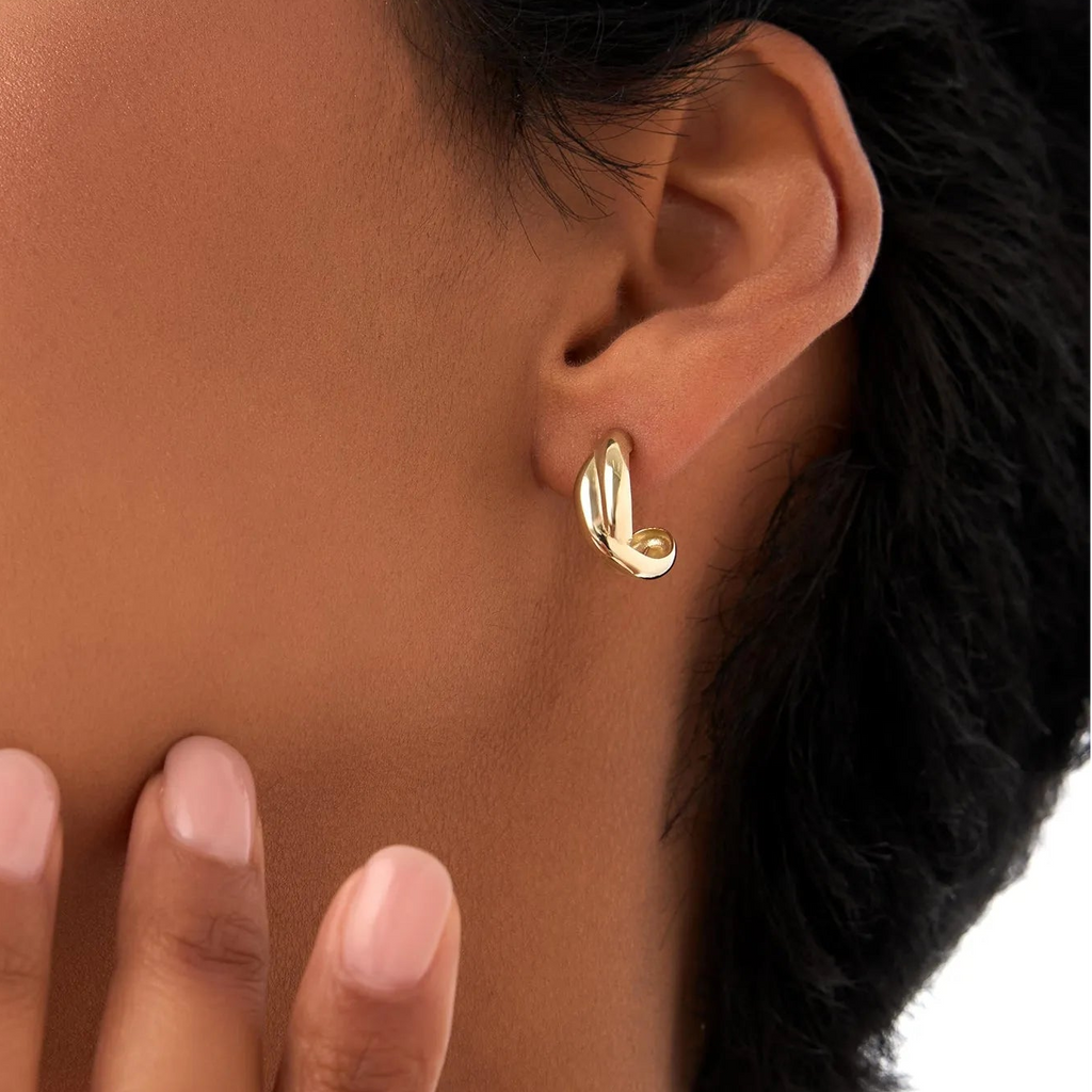 14k Gold Chunky Twisted Hoop Earrings 16mm x 6.8mm