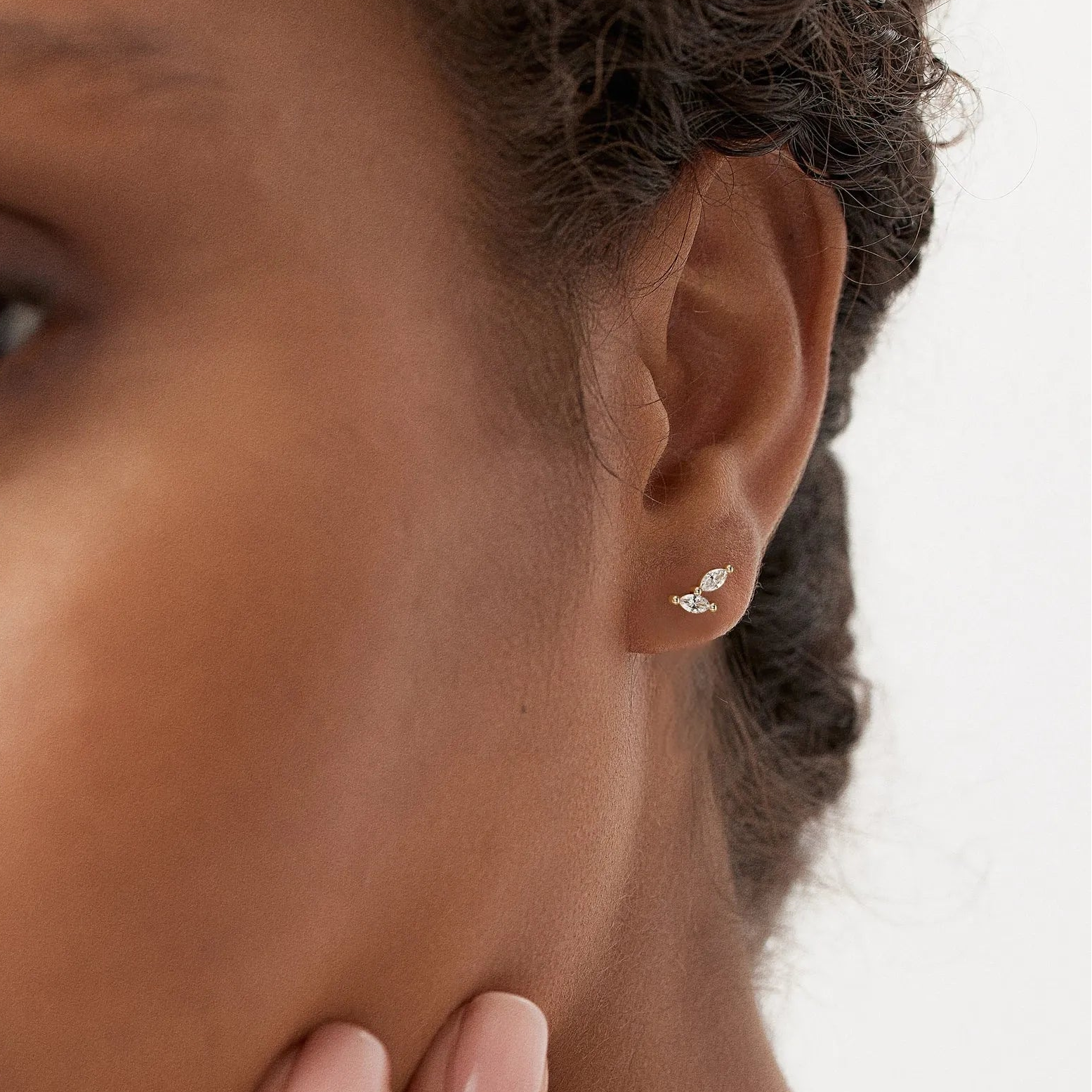 14k Gold Diamond Marquise Cut Double Stud Earrings 0.28 ctw