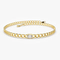 14K Solid Gold Emerald Cut Diamond Cuban Link Bracelet 0.36 Carat