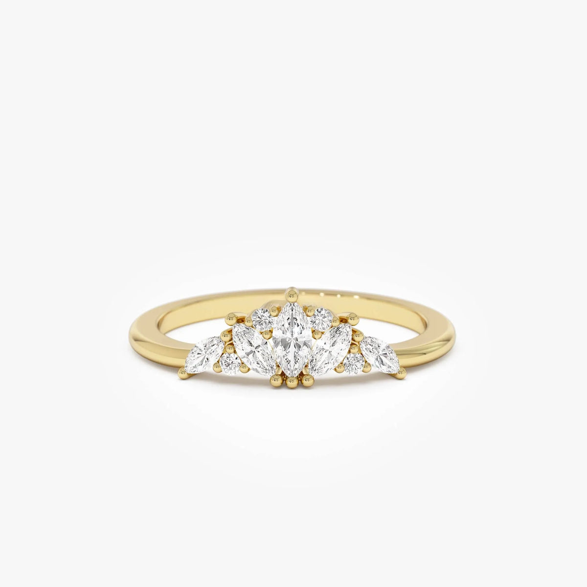 14k Solid Gold Marquise Diamond 0.30 Carat Stackable Band Ring