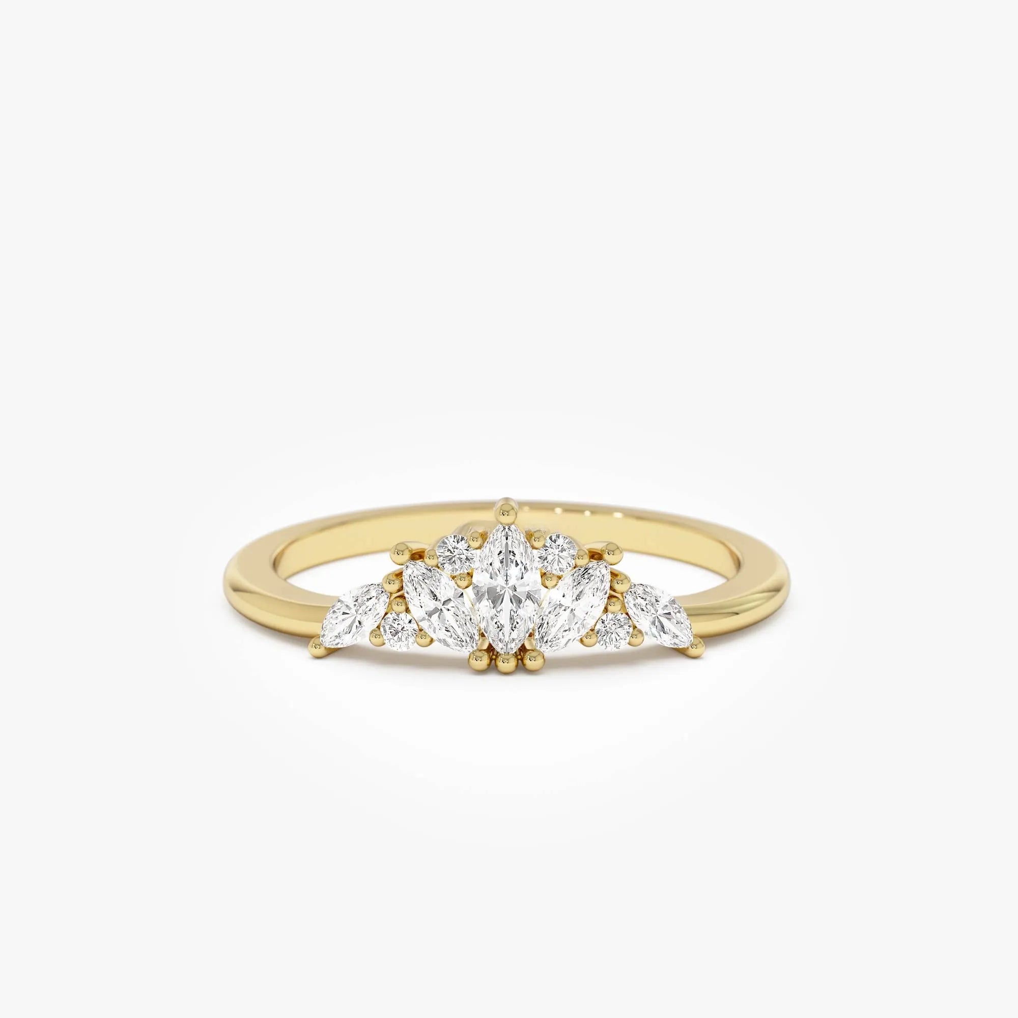 14k Solid Gold Marquise Diamond 0.30 Carat Stackable Band Ring