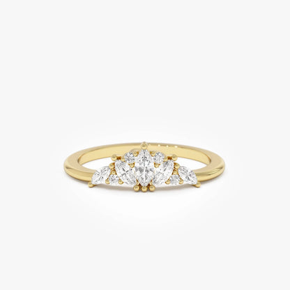 14k Solid Gold Marquise Diamond 0.30 Carat Stackable Band Ring
