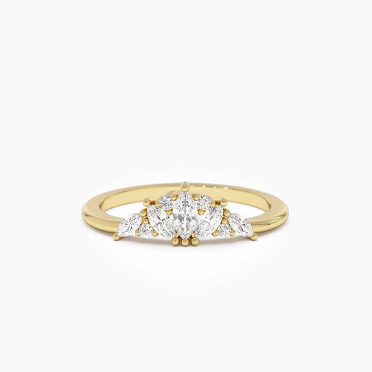 14k Solid Gold Marquise Diamond 0.30 Carat Stackable Band Ring