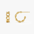 14k Yellow Gold 15mm Link Hoop Earrings 5mm Width