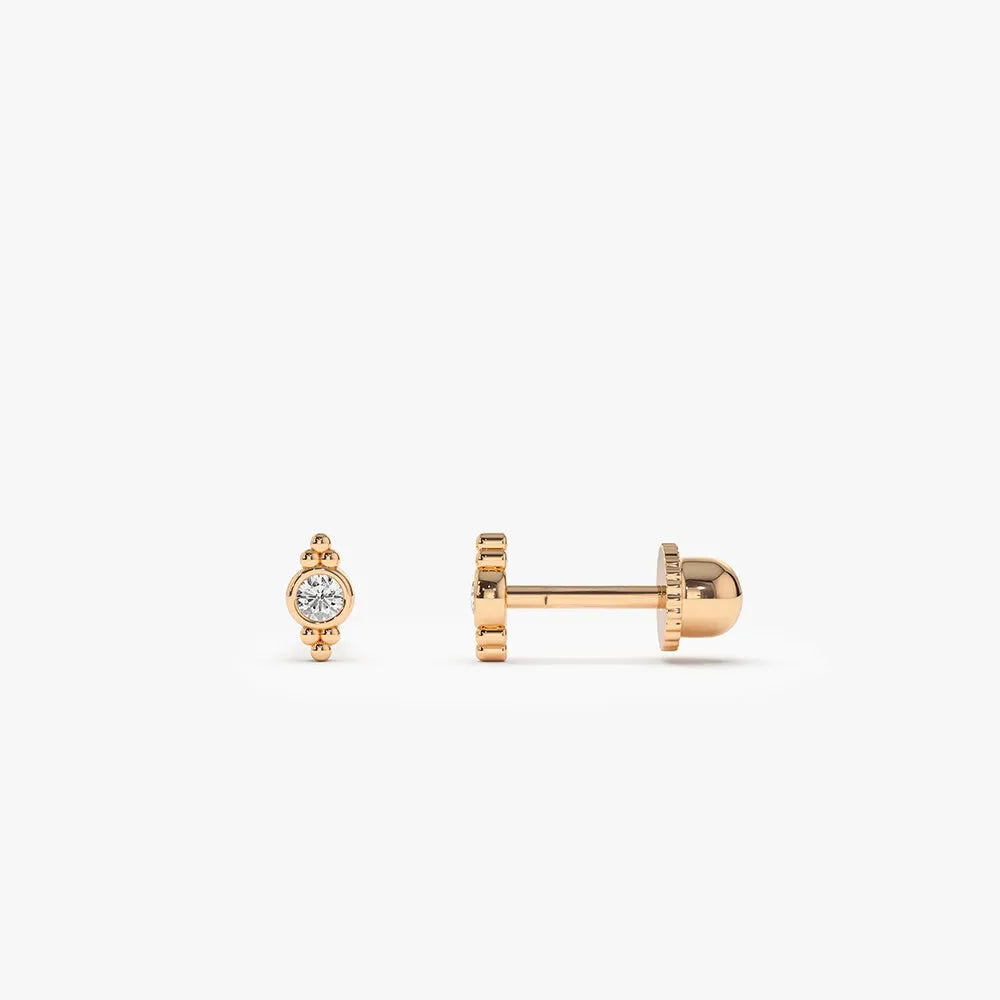 14k Gold Diamond Round Cut Six Dot Helix Piercing Single Earring 0.04 ctw