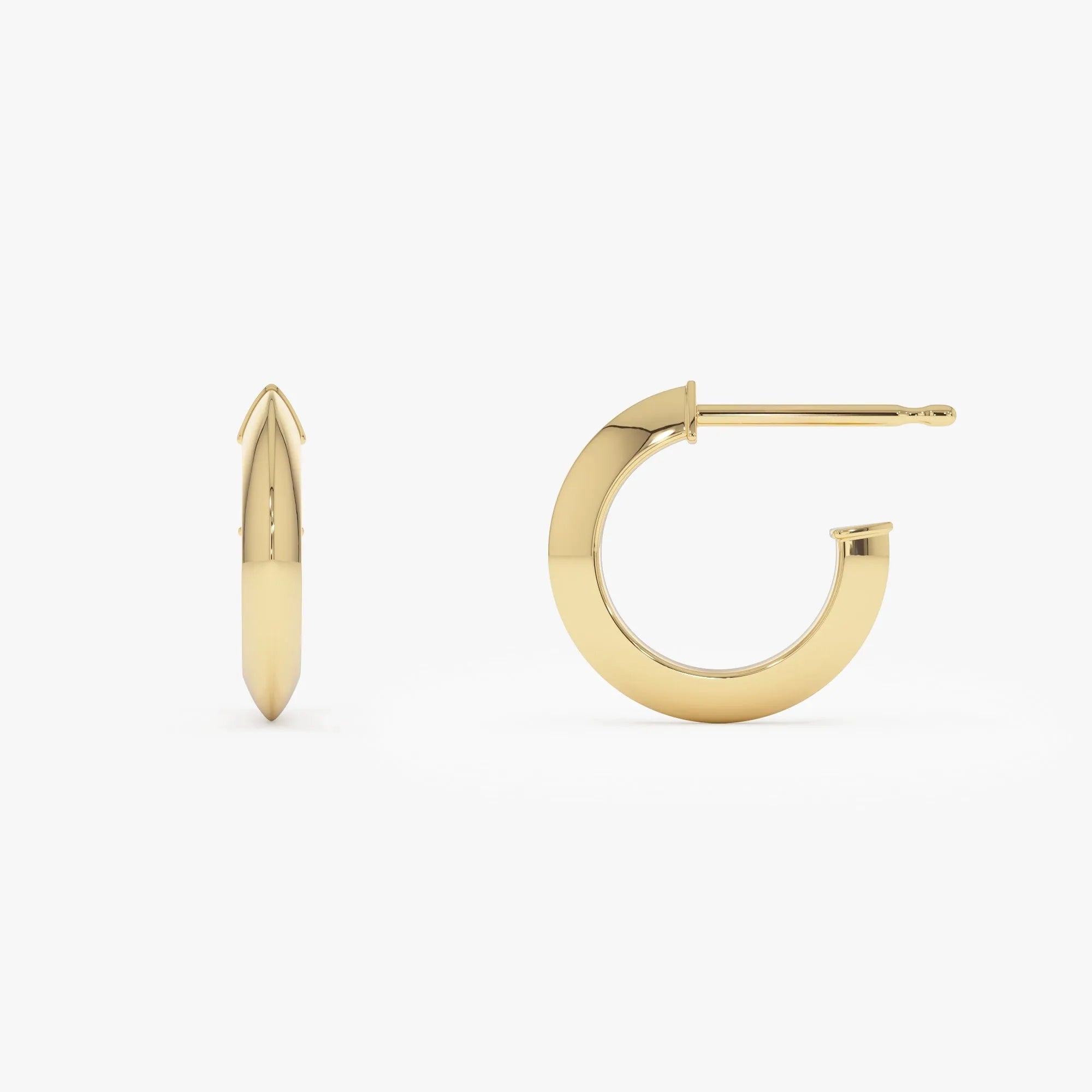 14k Yellow Gold Knife Edge Hoop Earrings 15mm Outer Diameter 2.8mm Width