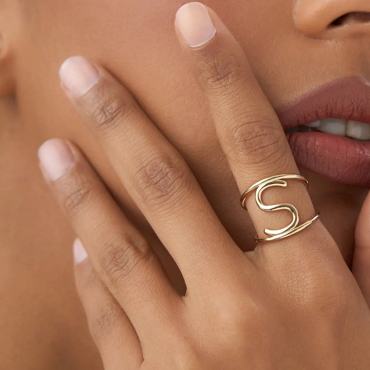 14K Solid Gold Personalized Initial Ring Custom Jewelry