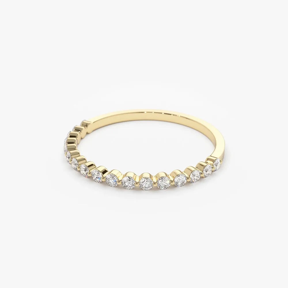 14K Solid Gold 0.30 CTW Round Diamond Single Shared Prong Wedding Ring