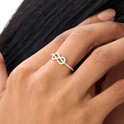 14K Solid Gold Round Diamond Infinity Knot Ring 0.24 ctw