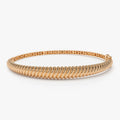 14K Solid Gold Wide Twist Design Bangle Bracelet