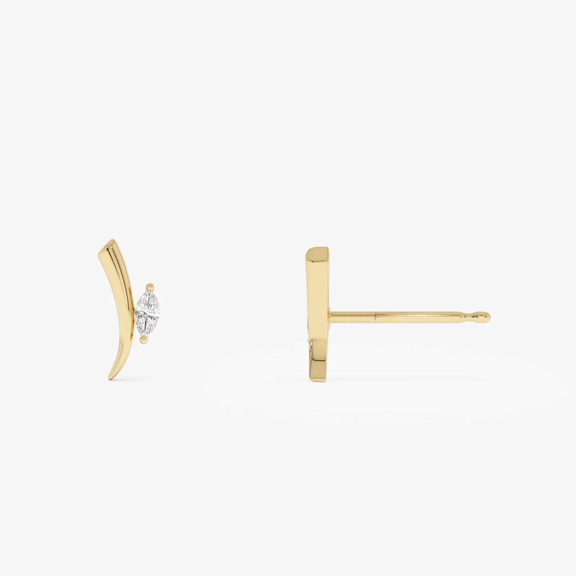 14k Gold Diamond Marquise Cut Bar Stud Earrings 0.15 ctw
