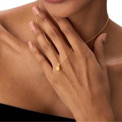 14k Solid Gold Citrine Pear Shaped Solitaire Necklace 0.60 Carat