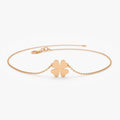 14k Gold Four Leaf Clover Charm Bracelet with Charm