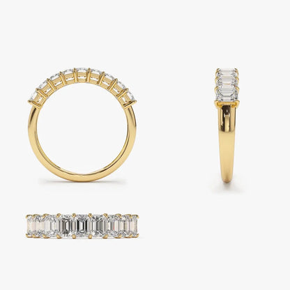 14k Gold 1.01 CTW Emerald Cut Diamond Prong Set Wedding Band