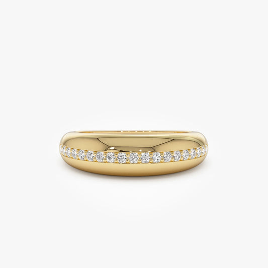 14K Solid Gold Round Diamond 0.20 Carat Dome Balloon Ring