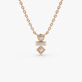 14K Solid Gold Baguette and Round Diamond Necklace Bezel and Channel Setting 0.13ctw