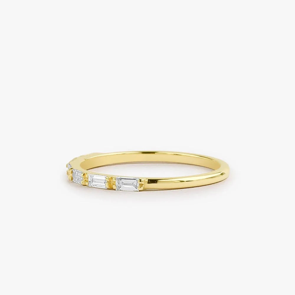14k Solid Gold Baguette Cut Diamond Micro Prong Wedding Band 0.32 ctw