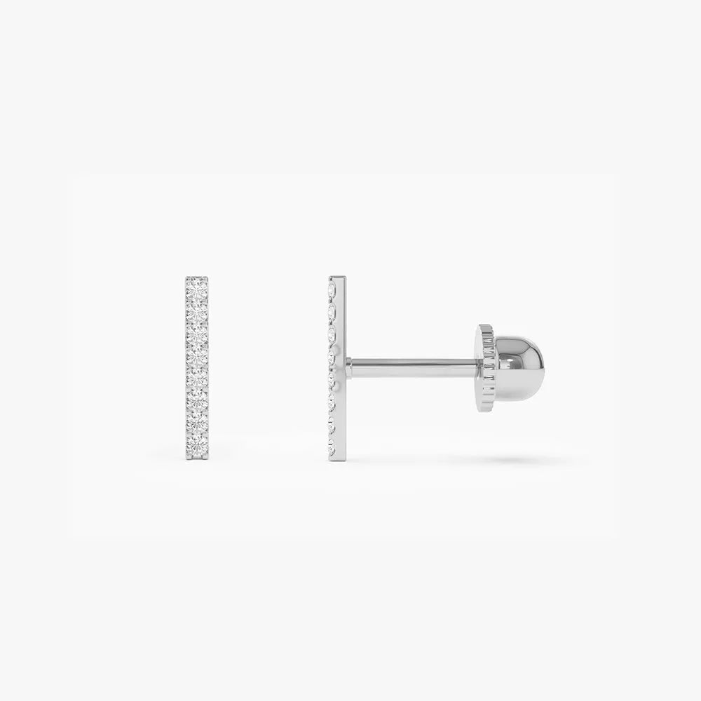 14k Gold Diamond Round Cut Bar Helix Piercing Single Earring 0.07 ctw