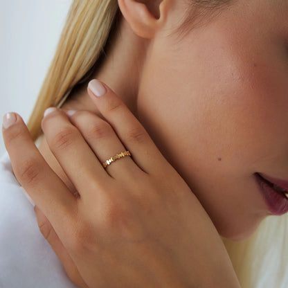 14k Solid Gold Alternating Size Oval Stackable Band Ring