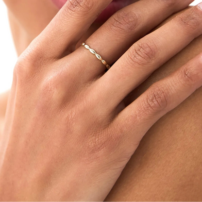 14k Gold Marquise Shape Ring 1.85mm Wide Minimalist Band