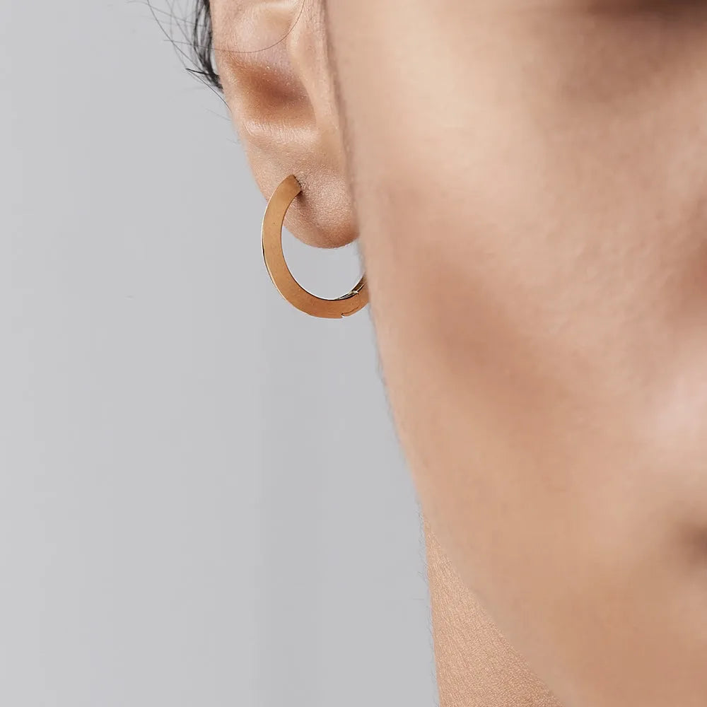 14k Solid Gold Flat Hoop Earrings 15mm Inner Diameter 1.90mm Width