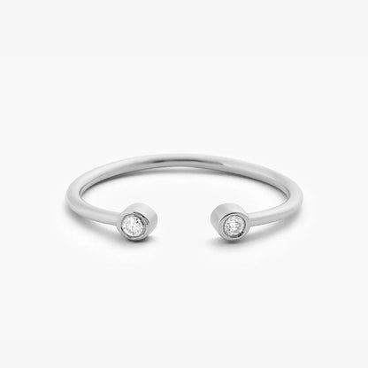14K Gold Round Diamond 0.06 CTW Double Bezel Set Open Band Ring