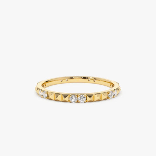 14K Gold Round Diamond Pyramid Eternity Ring 0.20ctw