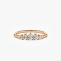 14K Gold Round Diamond 5 Stone Graduating Wedding Ring 0.30 CTW
