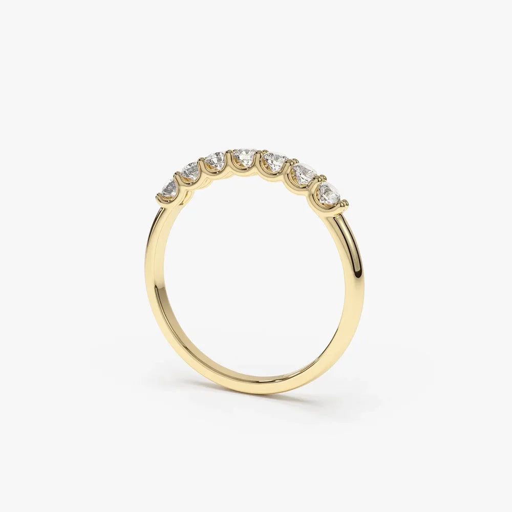 14k Gold 0.45 CTW Round Diamond 7 Stone U-Shaped Wedding Band