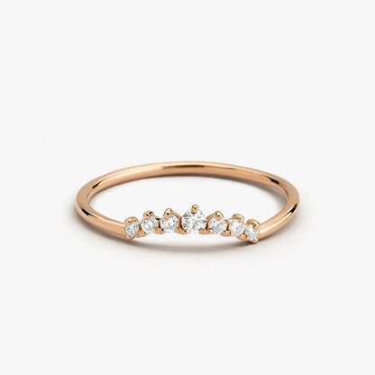 14K Gold Round Diamond 0.15 CTW Curved Stackable Prong Setting Ring