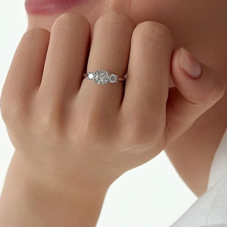 14k Gold 1.50 ctw Round Lab Grown Diamond Three Stone Engagement Ring