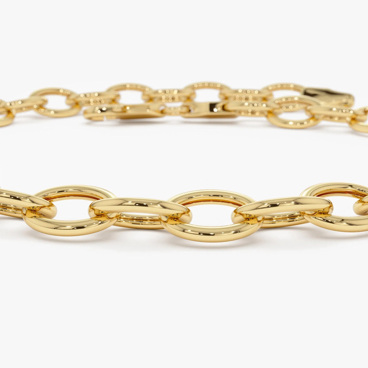 14k Yellow Gold Oval Link Cable Chain Bracelet