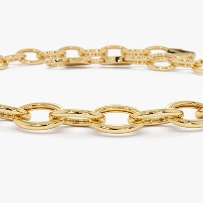 14k Yellow Gold Oval Link Cable Chain Bracelet
