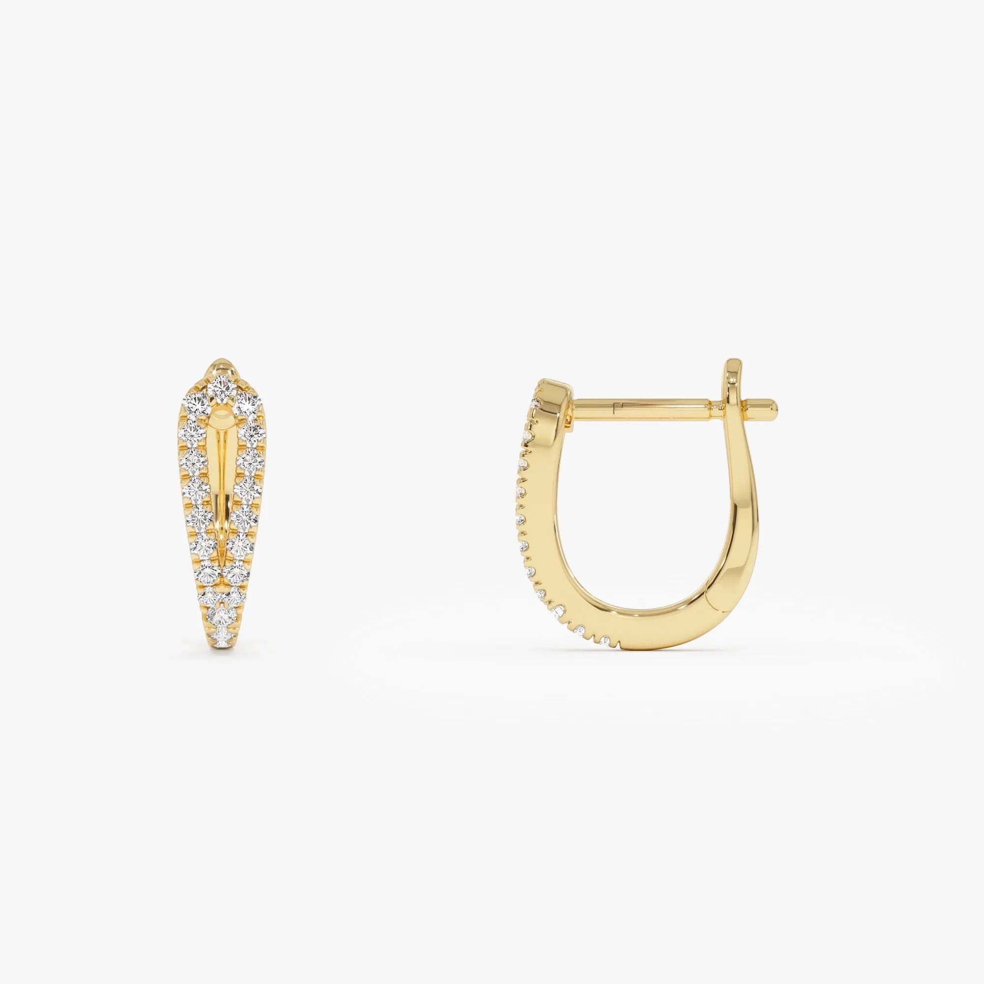 14k Gold Diamond Round Cut Double Mini Hoop Earrings 0.18 ctw