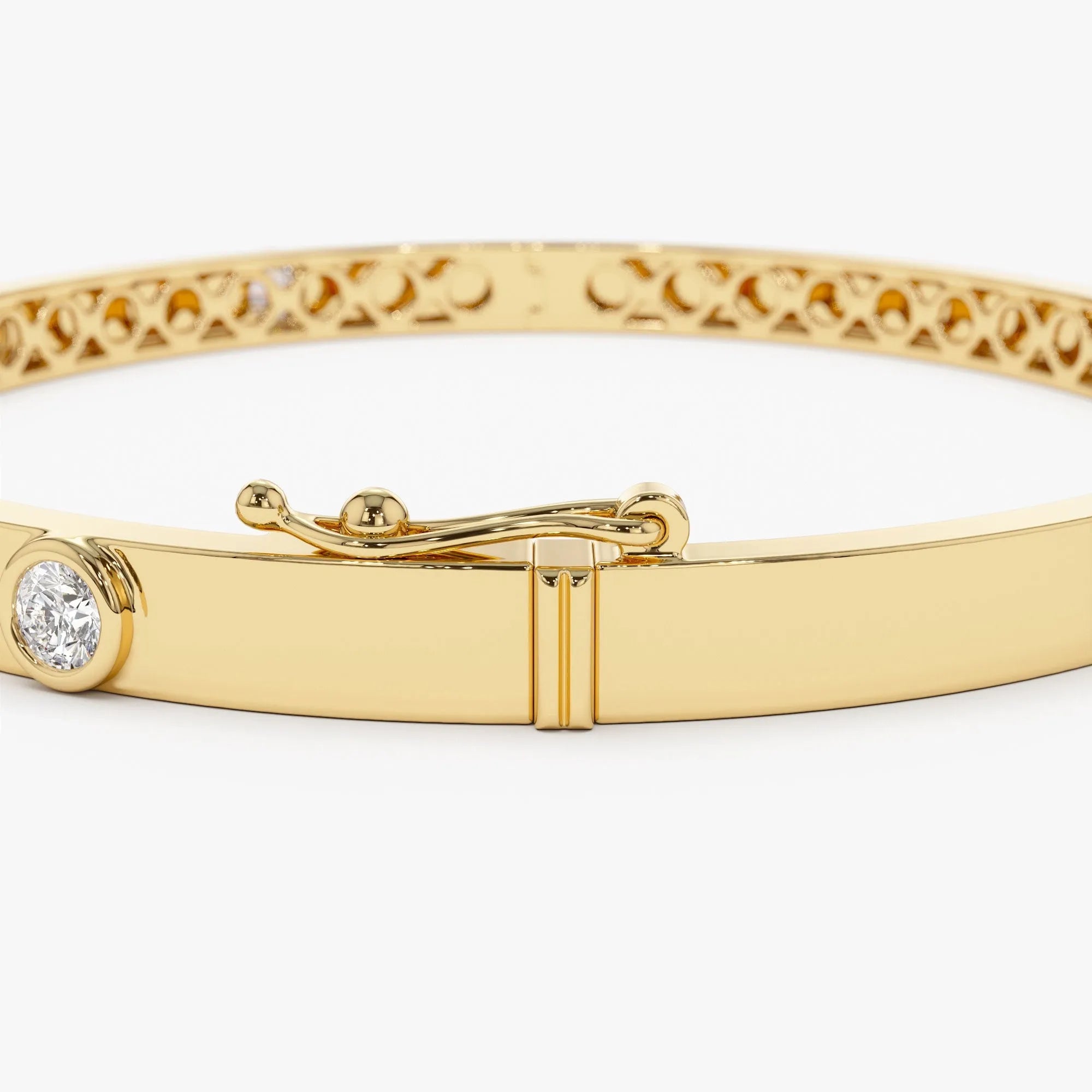 14K Solid Gold 0.50 CTW Round Diamond Five Stone Bangle