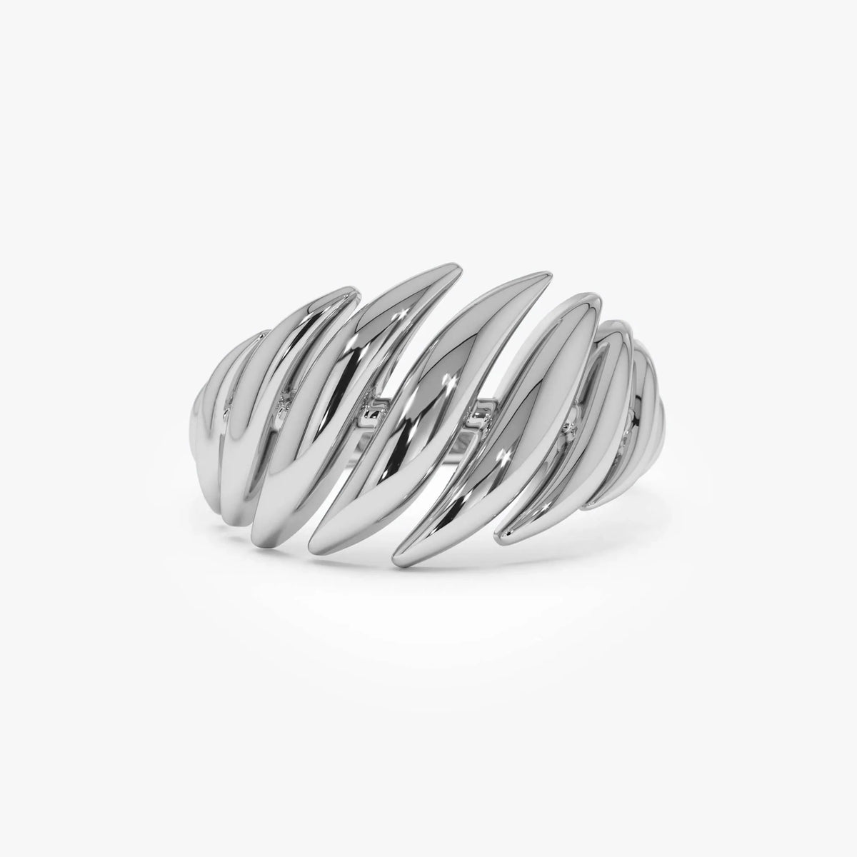 14k Gold Chunky Wave Dome Cocktail Ring 11.75mm Wide Statement Band