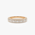 14K Solid Gold Baguette and Round Diamond 0.40 Carat Wedding Ring