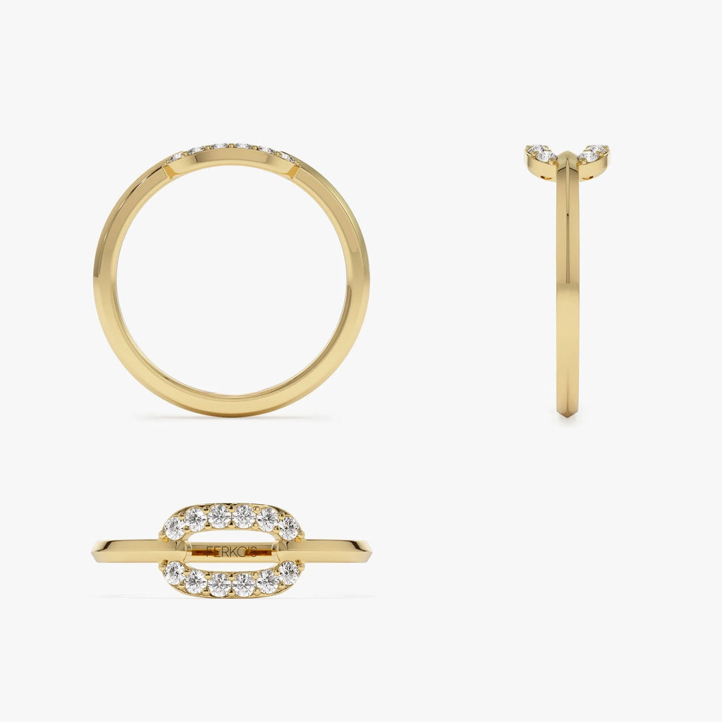 14k Solid Gold Round Diamond Single Link Prong Set Ring 0.19 Carat
