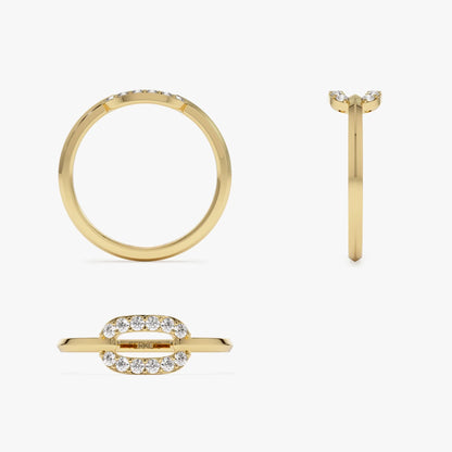 14k Solid Gold Round Diamond Single Link Prong Set Ring 0.19 Carat