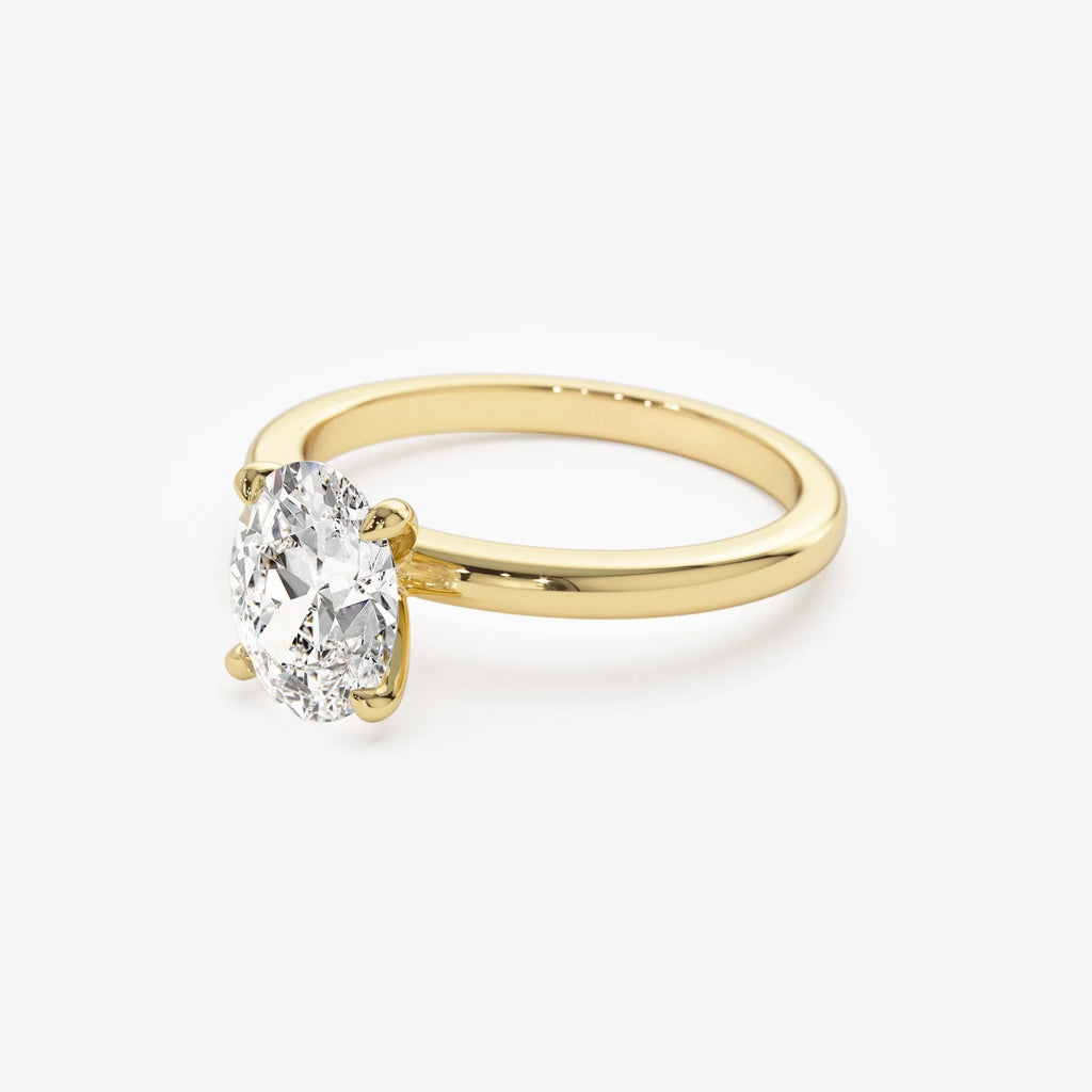 14K Gold Lab Grown Diamond Oval Engagement Ring Four Prong Setting 0.75 to 1.50 ctw Valeria