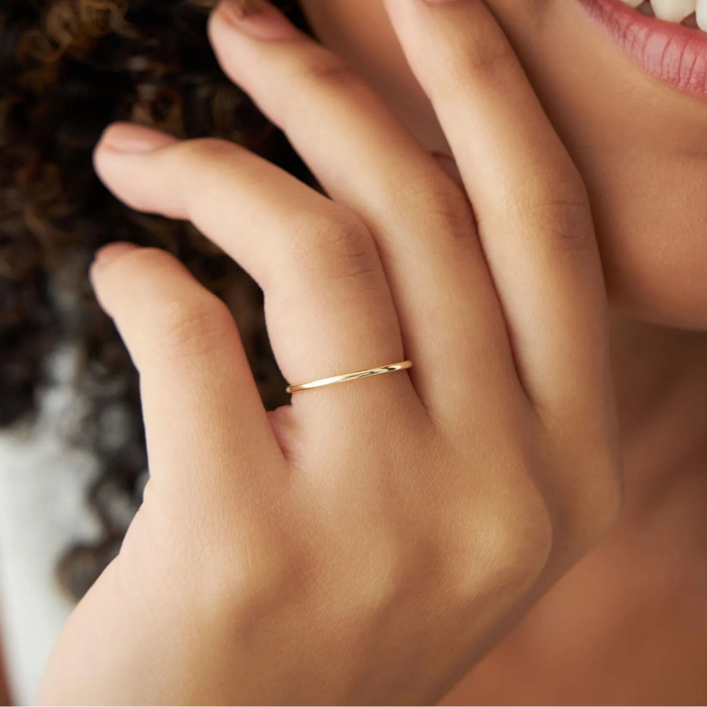 14K Solid Gold 1.2mm Twisted Rope Stackable Ring Set
