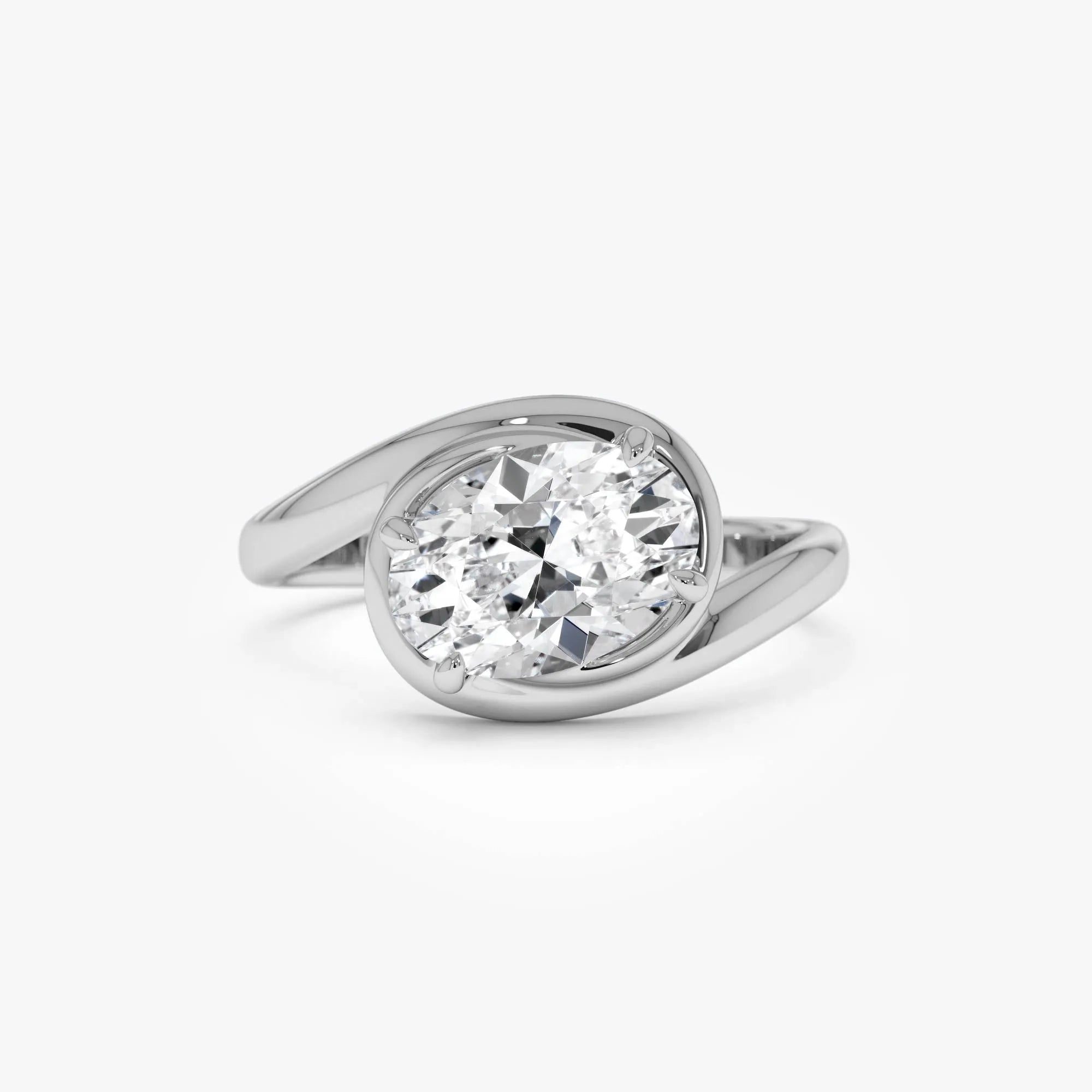 14k Gold 1.50ctw Oval Lab Grown Diamond Bypass Engagement Ring Bianca IGI Certified
