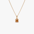 14k Solid Gold Citrine Cushion Cut Solitaire Necklace 0.80 Carat