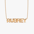 14k Solid Gold Personalized Bubble Name Necklace Custom Pendant
