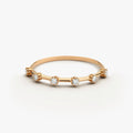 14k Gold Round Diamond Spaced Stacking Ring 0.10 CTW Prong Set